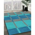thumbnail image 3 of Ahgly Company Machine Washable Indoor Round Transitional Bright Turquoise Blue Area Rugs, 6' Round, 3 of 7