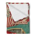 thumbnail image 2 of San Diego Soft Flannel Fleece Throw Blanket, Greetings from San Diego California Vintage Touristic Design with a Retro Car, Cozy Plush for Indoor and Outdoor Use, 50" x 60", Multicolor, by Ambesonne, 2 of 5