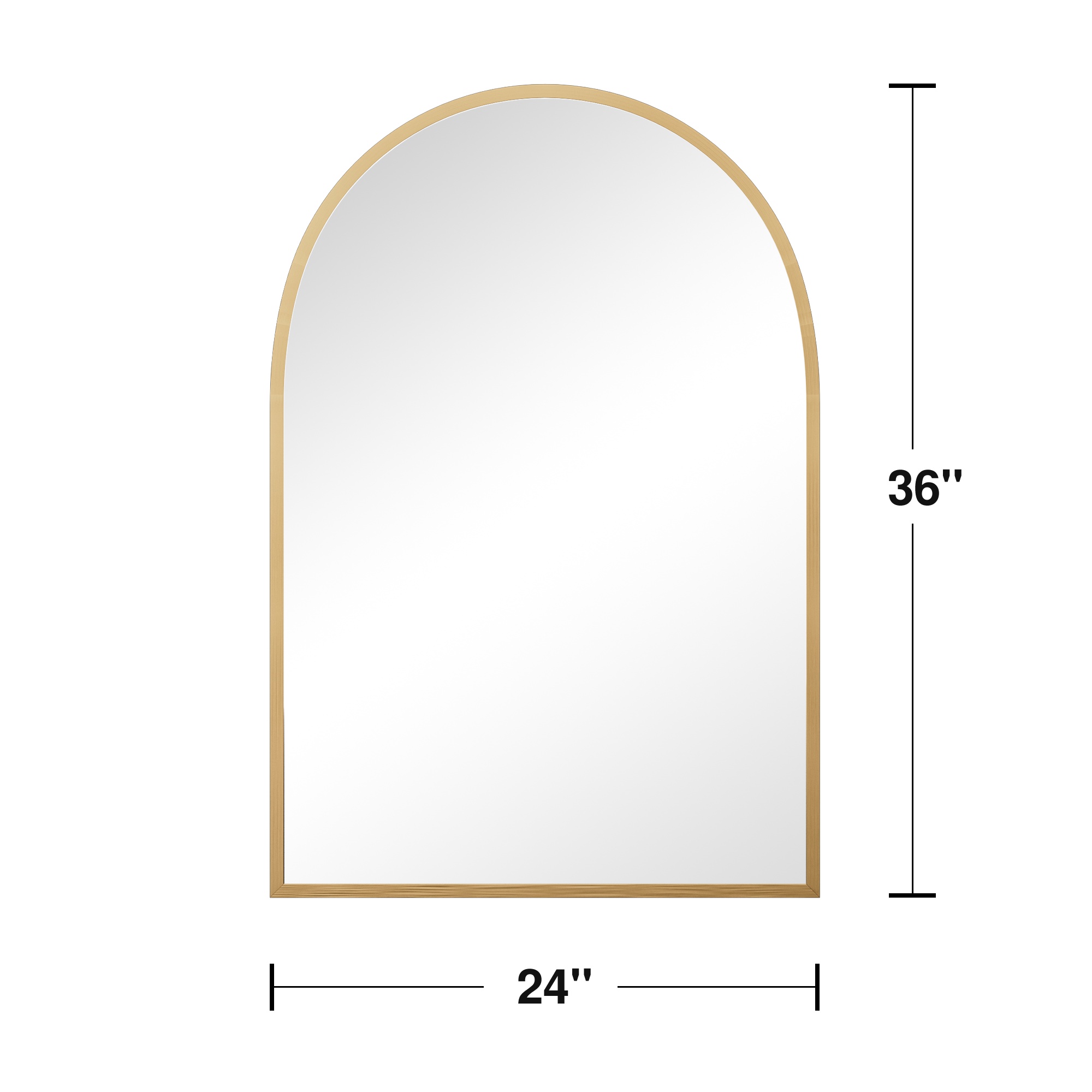 MAYEERTY 2-Set 36×24in Modern Arched Aluminum Alloy Golden Framed Hanging Mirror, Wall-Mounted for Vanity & Sink