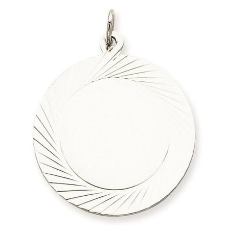 925 Sterling Silver Engravable Round Disc Charm Pendant 30mmx26mm