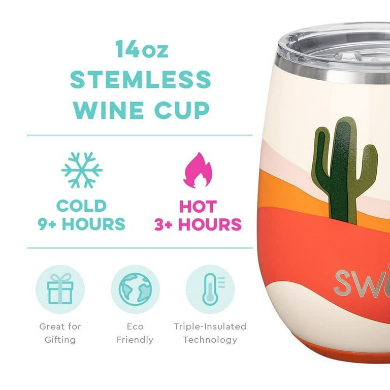 swig 14 oz stemless insulated wine cup with straw in copper patina