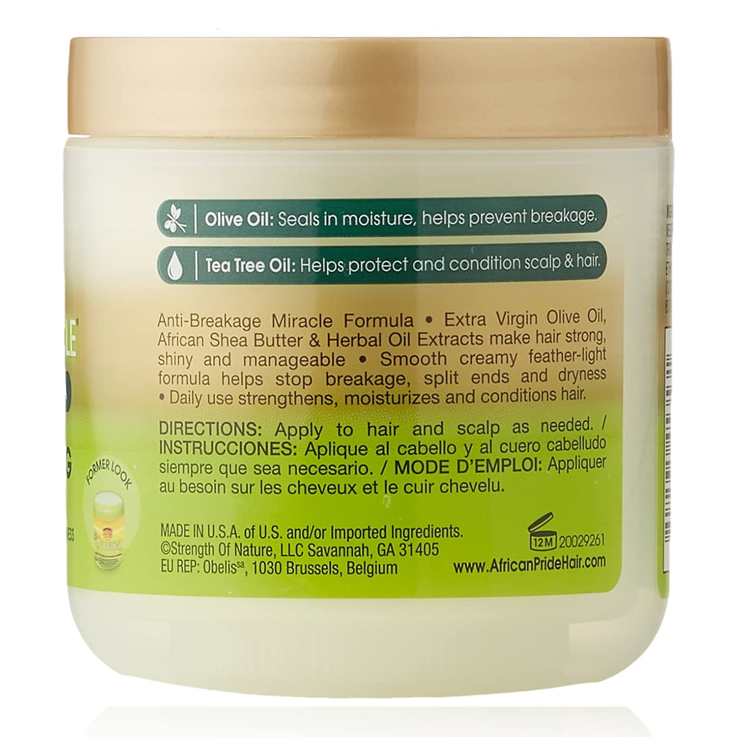 African Pride Olive Miracle Anti-Breakage Formula, 6 Oz., Pack of 3