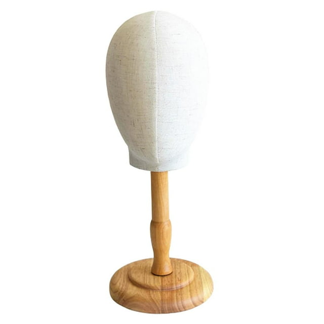 Cabeza de maniquí antigua para pelucas, soporte de pie para joyas y gafas Madera mediana