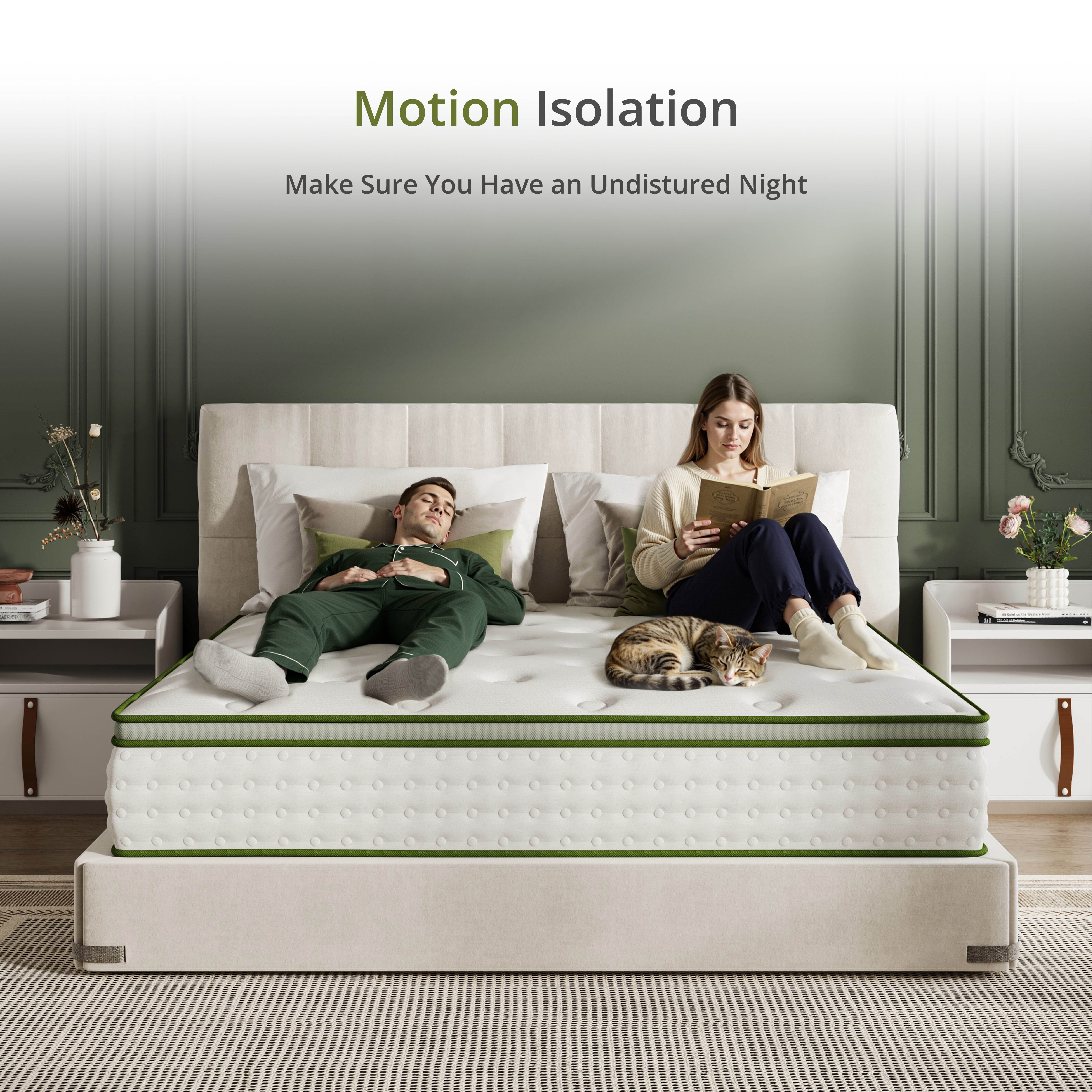 EGOHOME King 12 inch Hybrid Mattress in a Box with Individual Pocket Innerspring for Motion Isolation & Pressure Relief, Medium, Reinforced Edge with handles