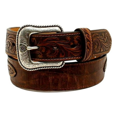 Ariat A1022202-40 Western Belt Men Leather Overlay Floral Concho, Size ...