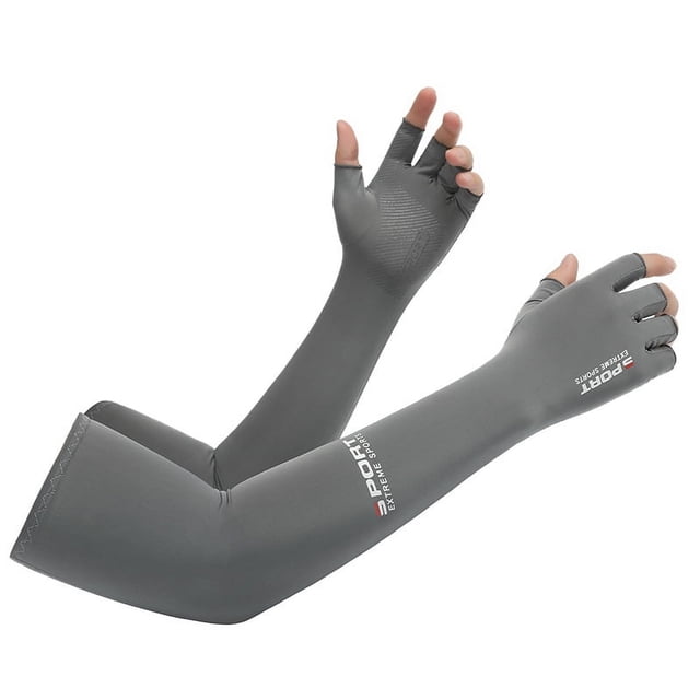 Manga de protección solar de verano para hombres, guantes de protección UV para mujeres, guantes finos de seda de hielo, manga de hielo protectora de medio dedo para hombres