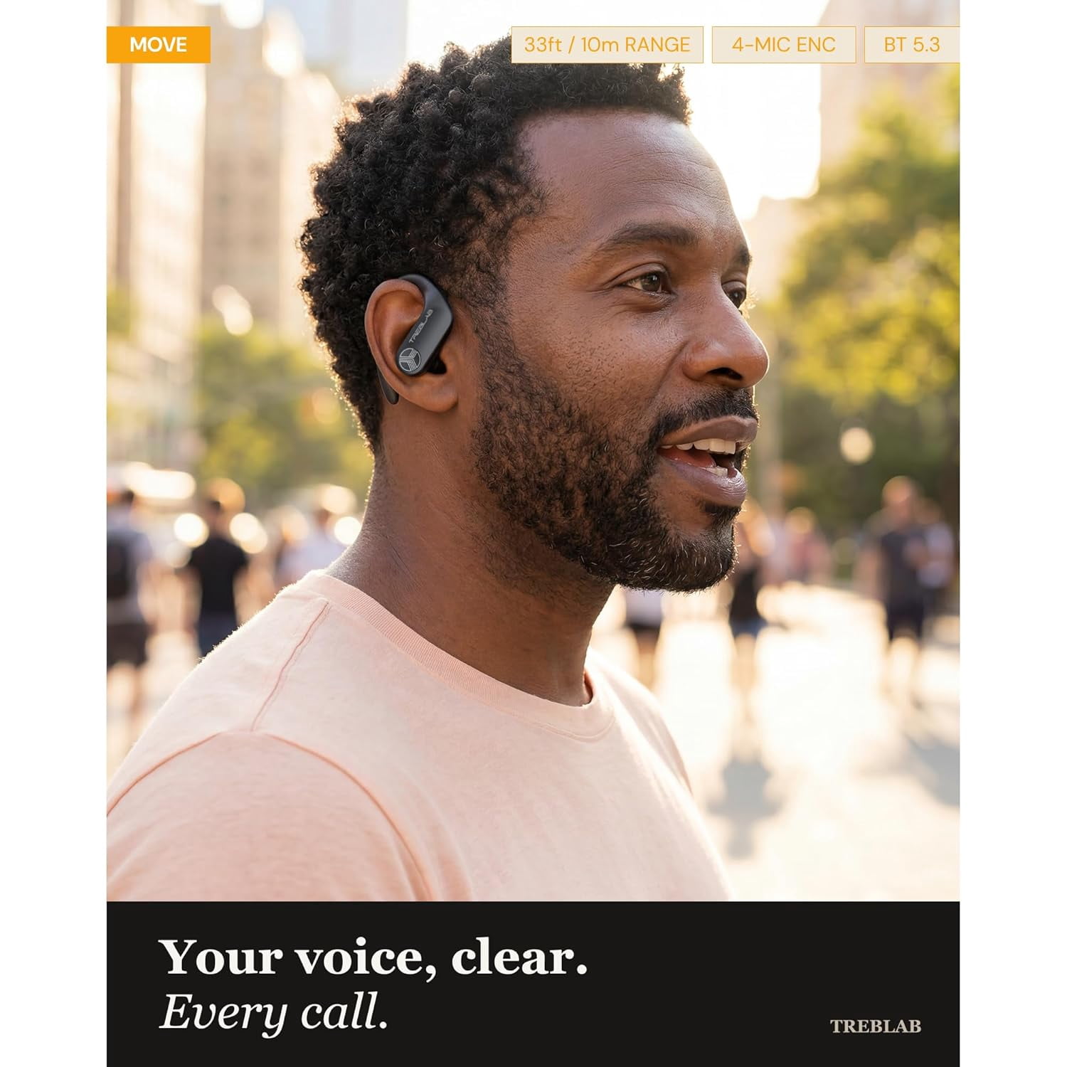 TREBLAB X3 Pro - Sports Wireless Ear Buds Bluetooth - Comfortable Workout Headphones with Secure Ear Hooks, 12H Long Battery Life, IPX5 Sweatproof Earphones, Noise Isolation Over Ear Earbuds