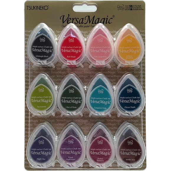 Versamagic Dew Drop Multi-Surface Chalk Ink Pads 12/Pkg-Assorted