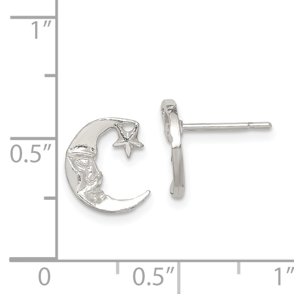 Sterling Silver Moon Mini Earrings Approximately 11 x 10mm