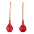 thumbnail image 1 of Los utensilios de cocina antiadherentes del silicón fijaron con la manija de madera dura natural del acacia, 2 pedazos, sin BPA, 1 of 5