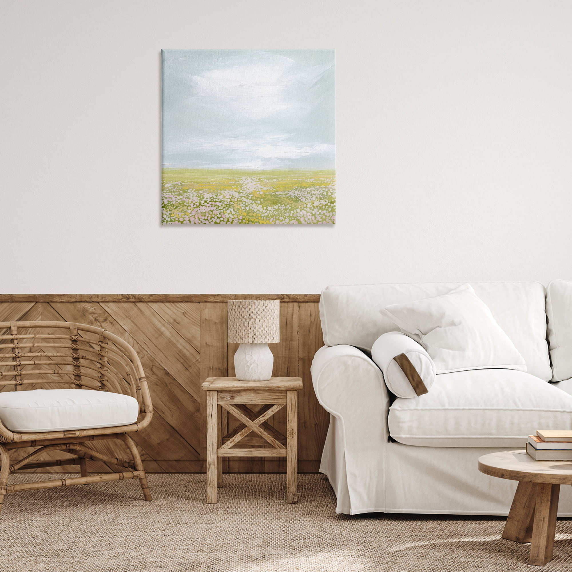 Stupell Industries Vast Spring Meadow Landscape & Nature Painting Wrapped Canvas Art Print Wall Art, 30 x 30