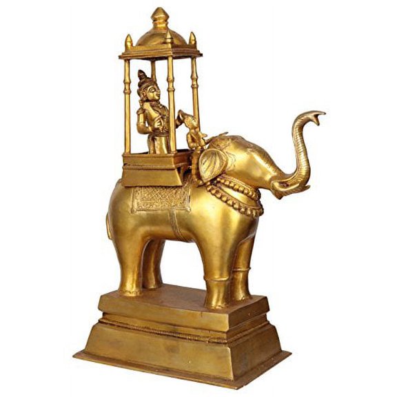 Exotic India Lord Indra on His Elephant Airavata Home Décor Statue