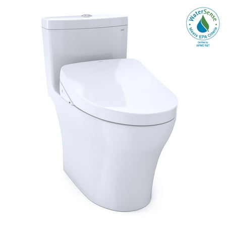 TOTO® WASHLET®+ Aquia® IV One-Piece Elongated Dual Flush 1.28 and 0.8 GPF Toilet with S550e Electric Bidet Seat, Cotton White-