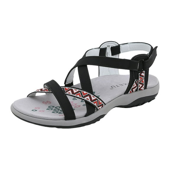 kamemir Womens Flat Sandals Women's Platform Wedge Sandals, Comfortable Open-Toe Cork Casual & Dressy Summer Shoes(Black,8.5)