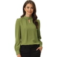 thumbnail image 1 of Dde San Patricio profesional Blusas de gade manlarcon cuello alto elegante pamujer  Aguacate Verde M, 1 of 6