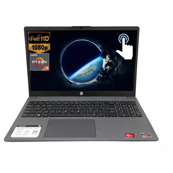 HP 15.6" inch Touch-Screen Laptop, AMD Ryzen 7-5825U, 16GB Memory, 1TB SDD, Windows 11 Home , AMD Radeon Graphics,Gray, 15-fc0204nr,W/O Mouse
