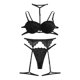 thumbnail image 4 of Conjunto de lencería con bordado de encaje con tiras y bralette de color sólido sexy para mujer Fridja nalpqowj11563, 4 of 4