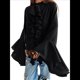 thumbnail image 1 of Blusas Casuales para Mujer, con Mangas Acampanadas, Cuello Alto y Volantes, Camisa de Verano A para Vacaciones. Negro XXL, 1 of 8