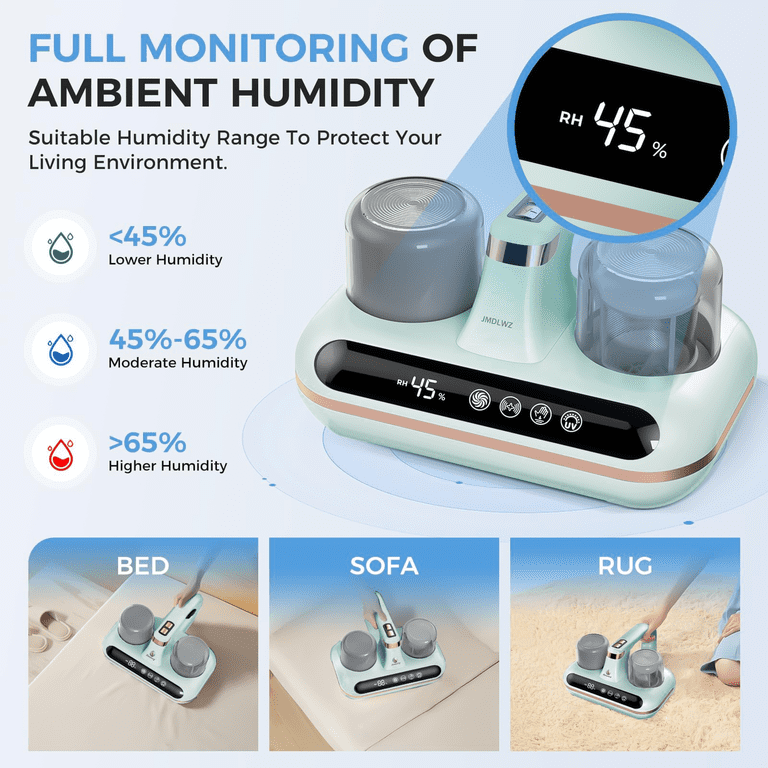 Bed Vacuum Cleaner - 5-in-1 Cordless Mattress Cleaner With UV Light & Ultrasonic Tech, 16Kpa Suction For Dust & Pet Hair