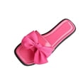 thumbnail image 2 of PiGOGI Women's Oversized Bow Slide Sandals Flat Non-Slip Comfortable Patent Leather Summer Slippers Pink 5.5, 2 of 9