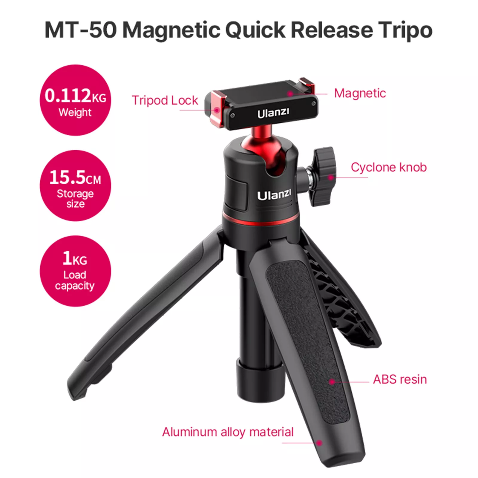 Ulanzi MT-50 Extendable Magnetic Tripod for DJI Osmo Action 3/4 – Portable & Versatile Tripod for Content Creators