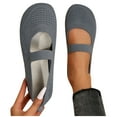 thumbnail image 6 of Hinvhai Wide Toe Flat Shoes Women Mary Jane Flat Shoes Comofortable Ballet Flat with Straps Slip on Washable Knit Casual Flats Gray 9.5(43), 6 of 9