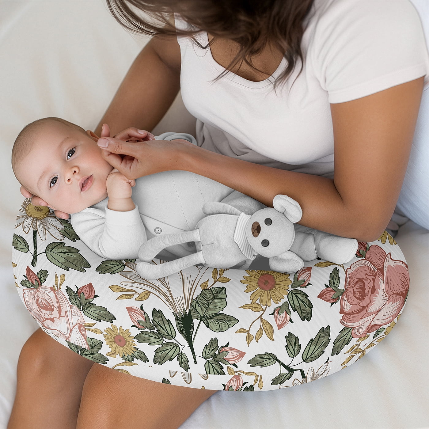 Sweet Jojo Designs Vintage Floral Girl 2 Pack Muslin 100% Cotton Nursing Pillow Covers