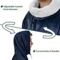 thumbnail image 2 of PAVILIA Sherpa Wearable Blanket Poncho for Women Men, Oversized Hoodie Sweatshirt Poncho Blanket, Hooded Sweater Wrap Cape Neck Warmer, Fleece Soft Hug Sleep Pod Adult, Cozy Warm Gift Ideas, Navy Blue, 2 of 7