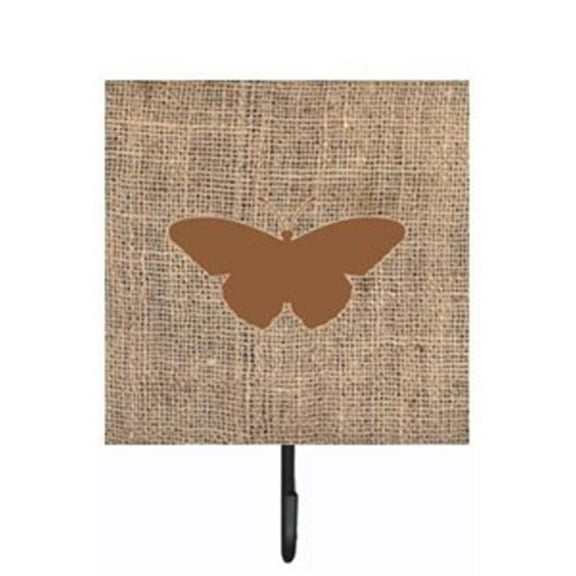 Butterfly Burlap and Brown Leash Or Key Holder
