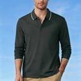 thumbnail image 1 of pstuiky Camisas de manga larga abrigadas para hombre, Top informal holgado de color liso con medio botón y solapa de manga larga para hombre Tops casuales para hombres s, 1 of 7