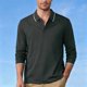 thumbnail image 1 of pstuiky camisas de manga larga para hombre, Top informal holgado de color liso con medio botón y solapa de manga larga para hombre top de hombre xl, 1 of 7