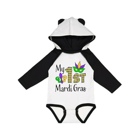 

Inktastic My 1st Mardi Gras with Mask Gift Baby Boy or Baby Girl Long Sleeve Bodysuit