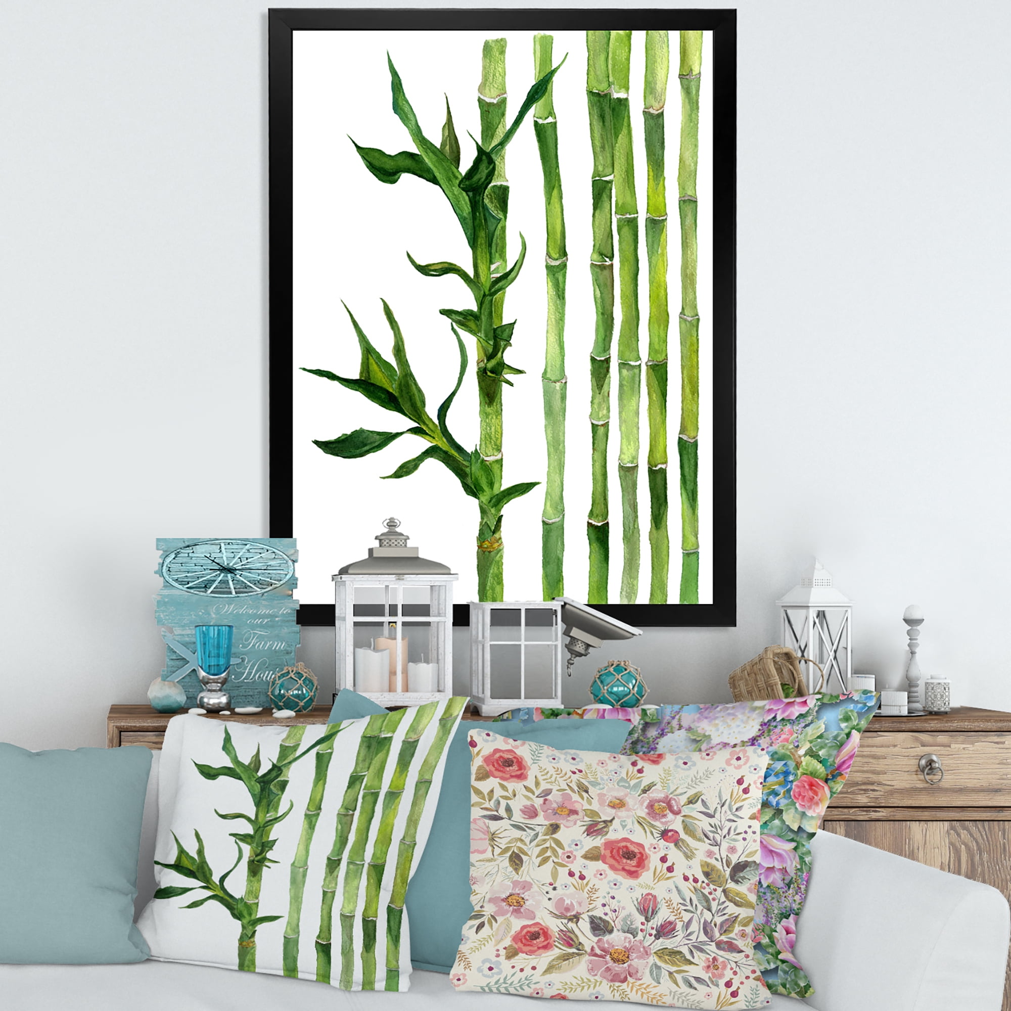 Designart 'The Forest of Bamboo Branches III' Tropical Framed Art Print