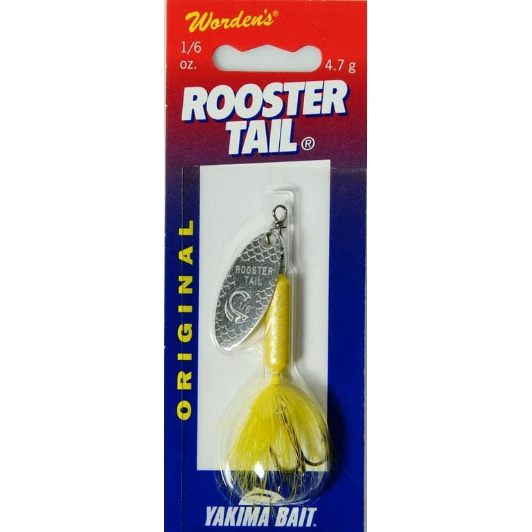Worden's® Original Yellow Rooster Tail®, Inline Spinnerbait Fishing Lure,  1/6 oz Carded Pack