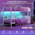 thumbnail image 4 of Bunk Beds Twin over Twin with 6 Storage Drawers & LED Lights & Charging Station, Heavy Duty Metal Bunk Bed with Desk & Shelves for Teens, Twin Loft Beds with Full-Length Guardrail and Ladder, White, 4 of 10