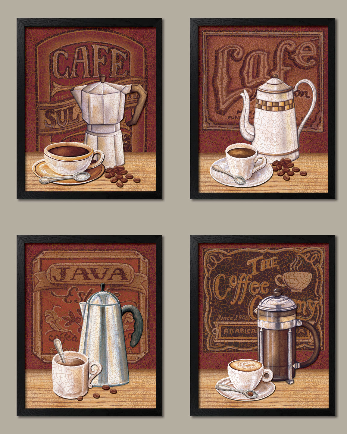 4 Classic Coffee House Percolator Art Prints Java Caf Set Kitchen 4 Classic Coffee House Percolator Art Prints Java Caf Set Kitchen