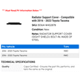 thumbnail image 2 of Radiator Support Cover - Compatible with 2016 - 2023 Toyota Tacoma 2017 2018 2019 2020 2021 2022, 2 of 2