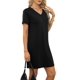 thumbnail image 4 of Vestido RUMIA cuello en V, manga corta, corte en A, negro, talla M, 4 of 6