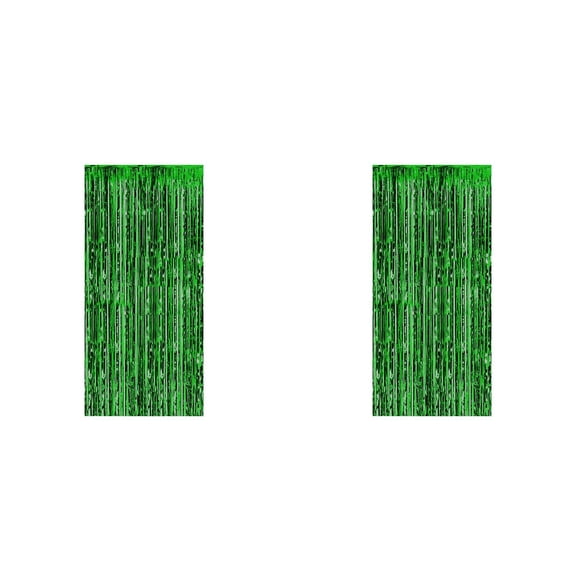 2 Pack Foil Fringe Curtain Backdrop - 3.28x6.56 Ft Metallic Tinsel Photo Booth Background for Wedding Birthday, Graduation Christmas Holiday Party Wall Decor