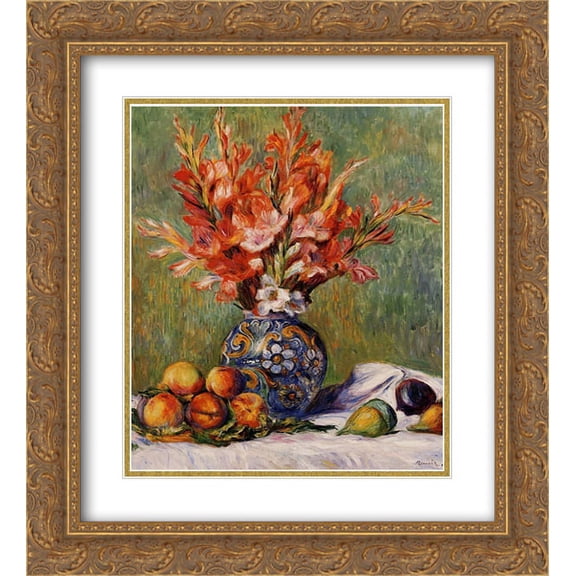 Pierre Auguste Renoir 2x Matted 20x24 Gold Ornate Framed Art Print 'Flowers and Fruit'