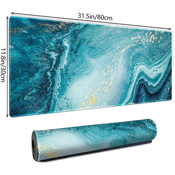 Large Mouse Pad 31.5''''×12'''', XXL Extended Gaming Mouse Pad Mat with Non-Slip Base Stitched Edge, Waterproof Mousepad for Computer, Office, Keyboard and Laptop (Marble-2, 31.5''''×12'''')