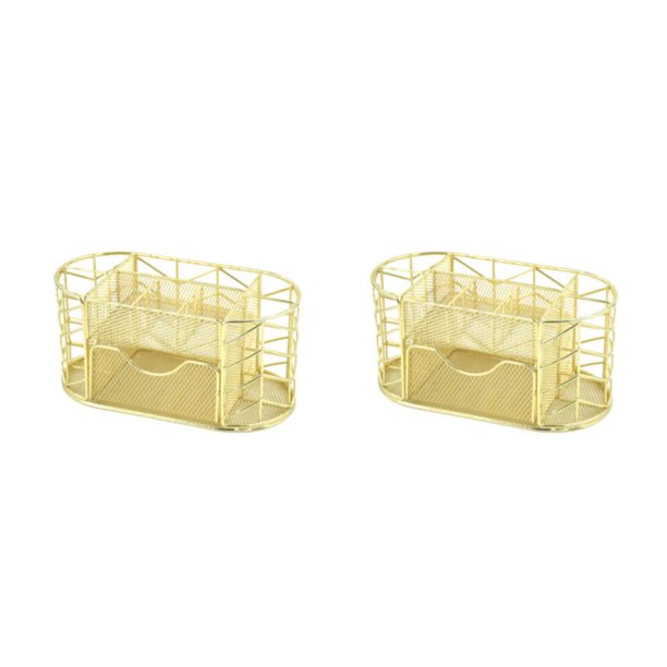 Methold Metal organizado en múltiples compartimentos - Caja de almacenamiento de suministros de oficina Hierro resistente y duradero Tuhao Oro Tuhao 2Conjunto