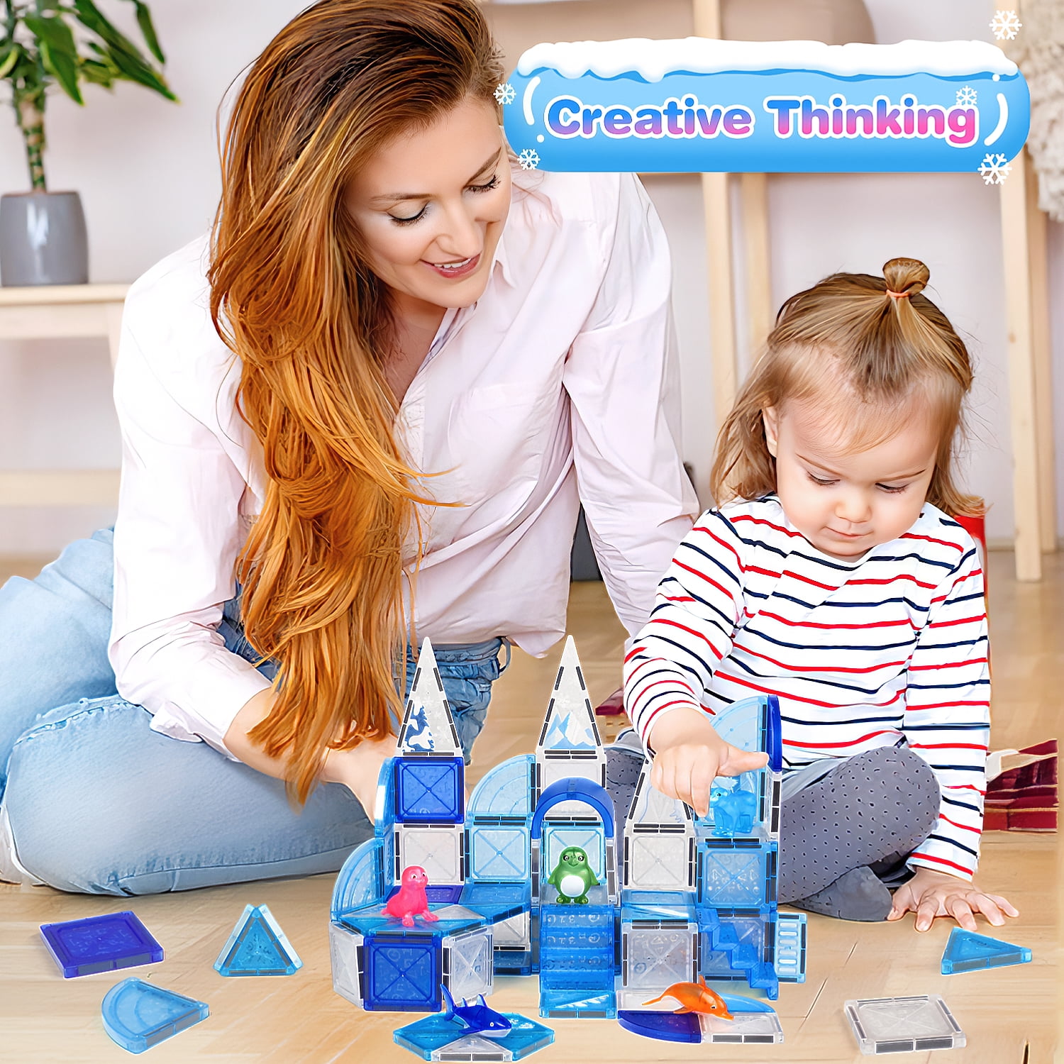 Huge Wave Magnetic Tiles for Kids Ages 4-8, 76 PCS 3D Building Set Toys, Animal Magnetic Tiles, STEM Montessori Educational Toy, Christmas Birthday Gift for Toddler