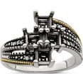 thumbnail image 5 of 14K/Silver Two-Tone Sterling Silver & 14K Four-Stone And Diamond Mother's Semi-Mount Ring (Size 10) Made In Thailand qmr12/4-10, 5 of 5