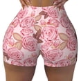 thumbnail image 2 of Picia Rose Flowers Printed Workout Shorts for Women Seamless Scrunch Butt Lifting High Waisted Yoga Gym Booty Running Moisture-wicking Short Pants-, 2 of 9