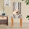 thumbnail image 4 of Yayeee 4 Pack Dining Chair Covers Stretch Parson Chairs Slipcovers Seat Protector, Brown Abstract Stripes, 4 of 6