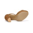 thumbnail image 5 of BLISSFUL STEP Women's Shoes Faux Suede Ankle Strap Open Toe High Chunky Heel Platform Sandals Brown 6, 5 of 7