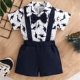 thumbnail image 2 of UngA Baby Boy Clothes 0-18M Newborn Infant Gentleman Outfit, Shirt+Bowtie+Suspender Pant Baby boy Suit Clothing Set Cute Baby Boy Outfits Blue,6-9 Months, 2 of 6