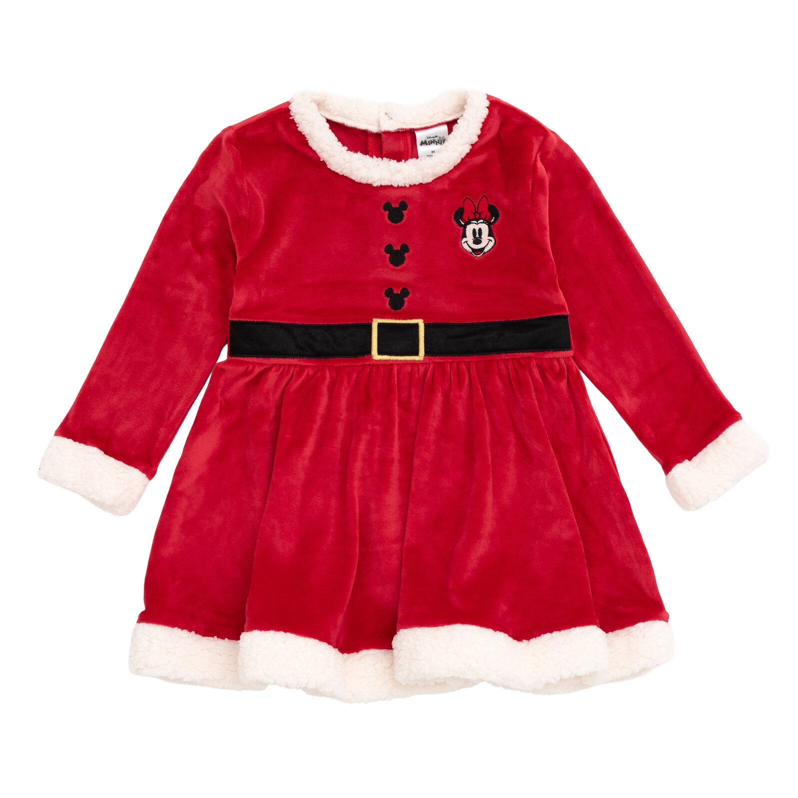Disney Minnie Mouse Christmas Mrs. Clause Dress and Santa Hat Outfit Set Newborn to Big Kid