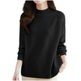 thumbnail image 3 of Sudaderas con capucha bonitas,Blusa informal de punto con cuello redondo para mujer, manga larga con botones laterales, poliéster, largo regular, para uso en casa y en la oficina, sopatenor, 3 of 9